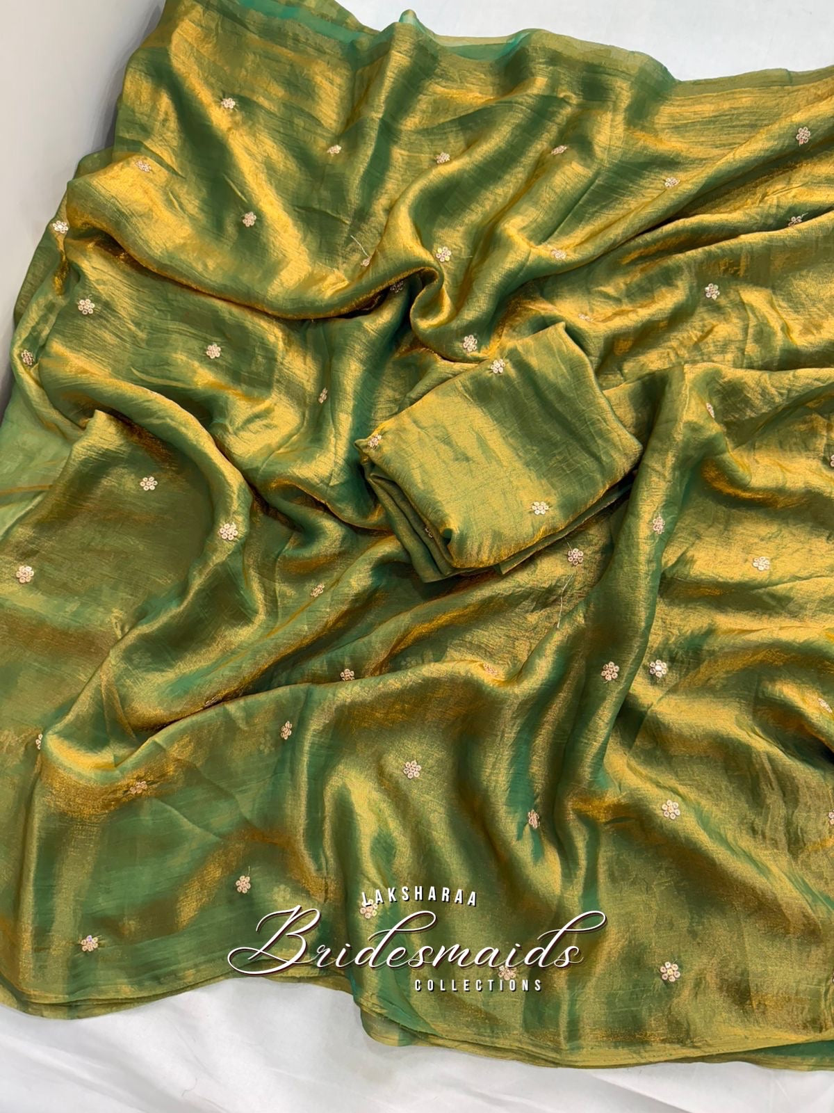 HANISA — Bridesmaid Special Satin Georgette Saree - Laksharaa Sarees