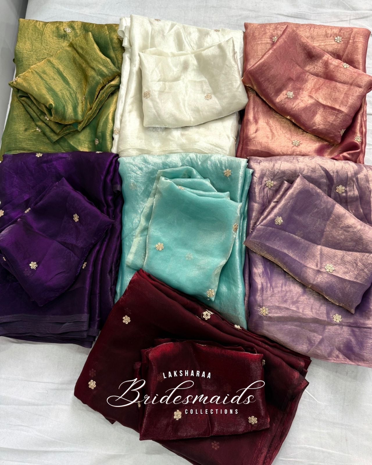 HANISA — Bridesmaid Special Satin Georgette Saree - Laksharaa Sarees