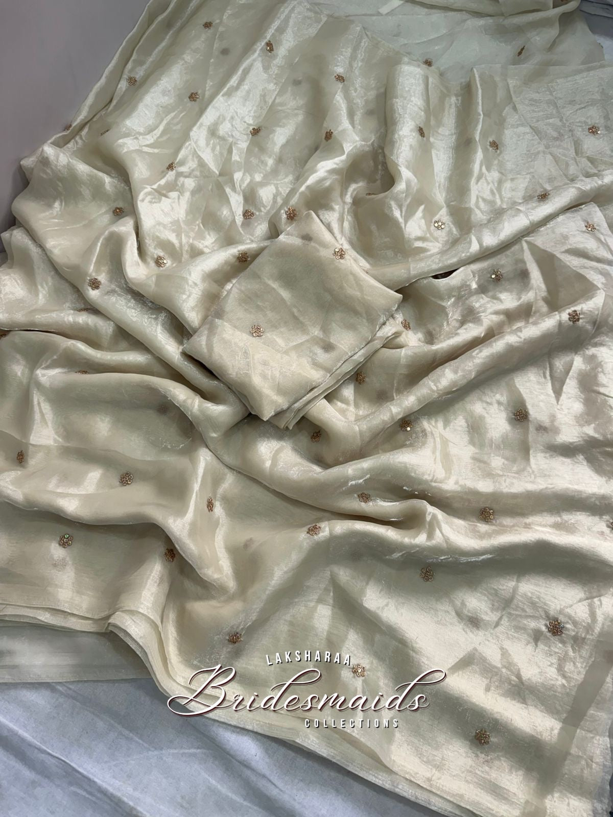 HANISA — Bridesmaid Special Satin Georgette Saree - Laksharaa Sarees