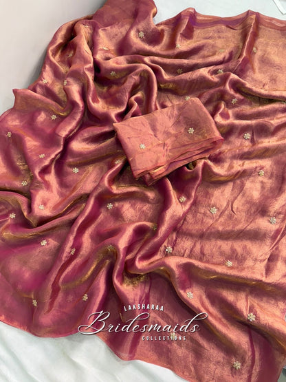 HANISA — Bridesmaid Special Satin Georgette Saree - Laksharaa Sarees