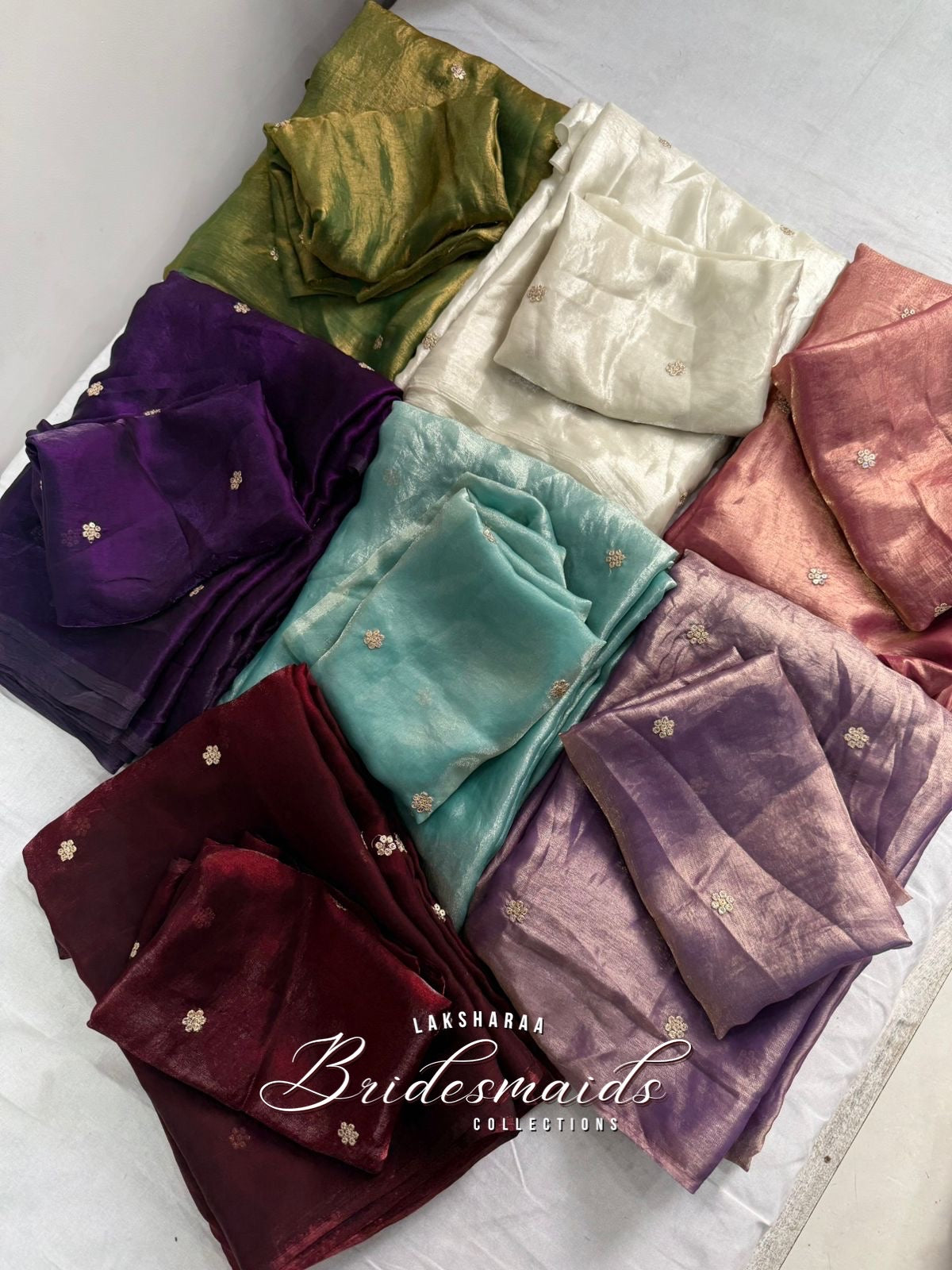 HANISA — Bridesmaid Special Satin Georgette Saree - Laksharaa Sarees