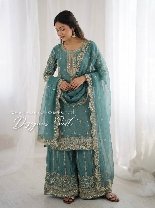 LUBNA — Shimmer Georgette Designer Suit