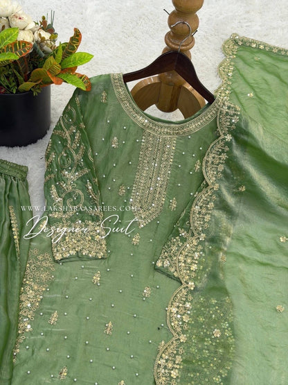 LUBNA — Shimmer Georgette Designer Suit