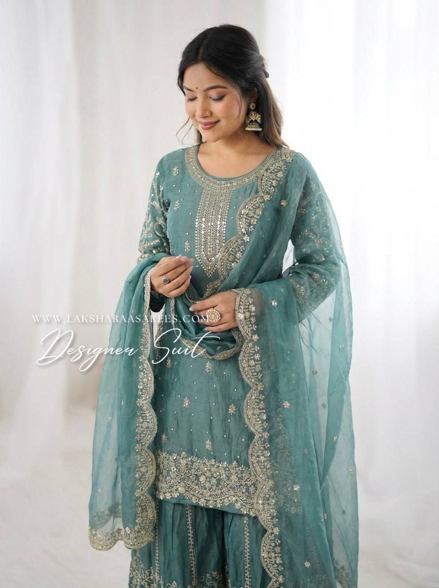 LUBNA — Shimmer Georgette Designer Suit