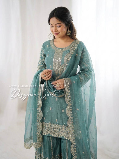 LUBNA — Shimmer Georgette Designer Suit
