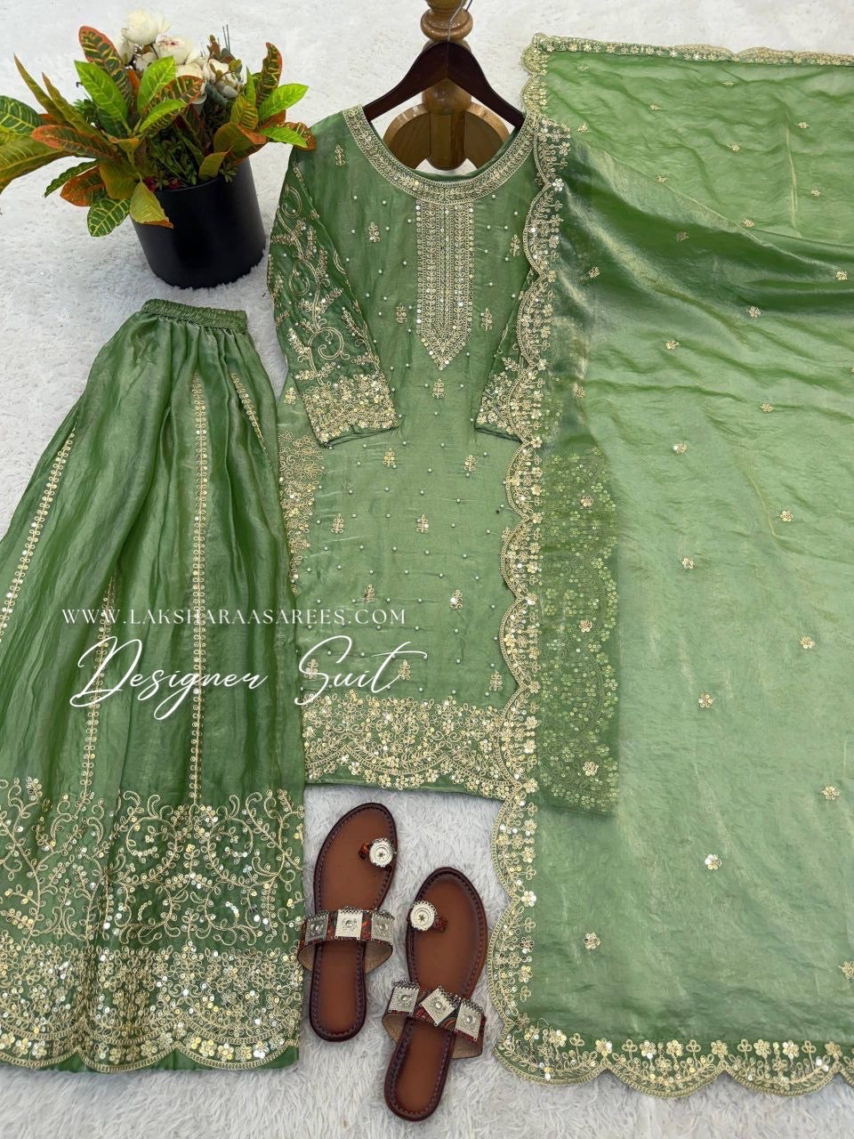 LUBNA — Shimmer Georgette Designer Suit