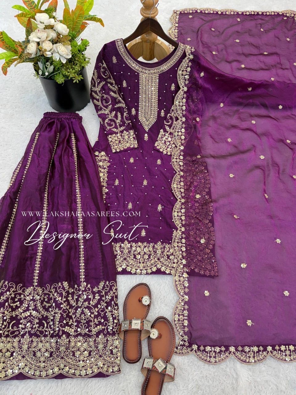 LUBNA — Shimmer Georgette Designer Suit