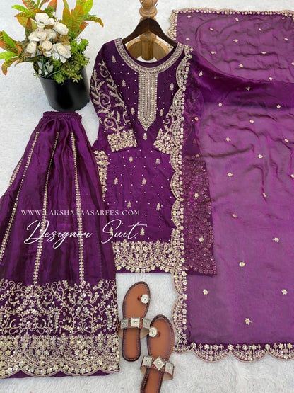 LUBNA — Shimmer Georgette Designer Suit
