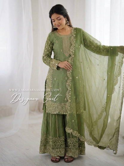 LUBNA — Shimmer Georgette Designer Suit