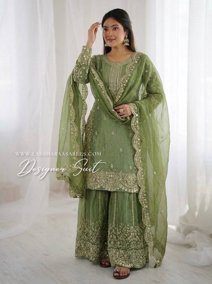 LUBNA — Shimmer Georgette Designer Suit