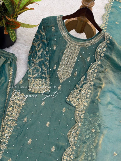 LUBNA — Shimmer Georgette Designer Suit
