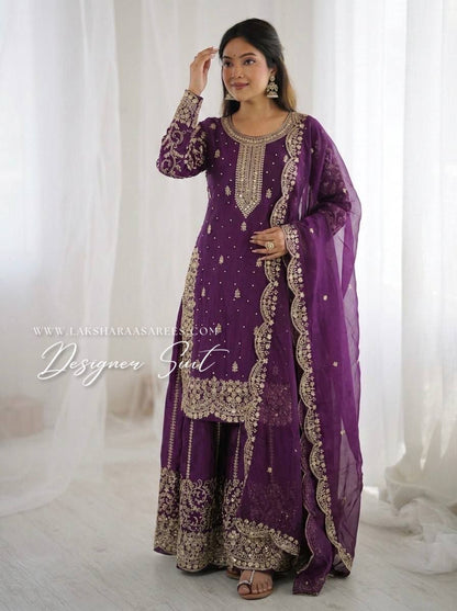 LUBNA — Shimmer Georgette Designer Suit