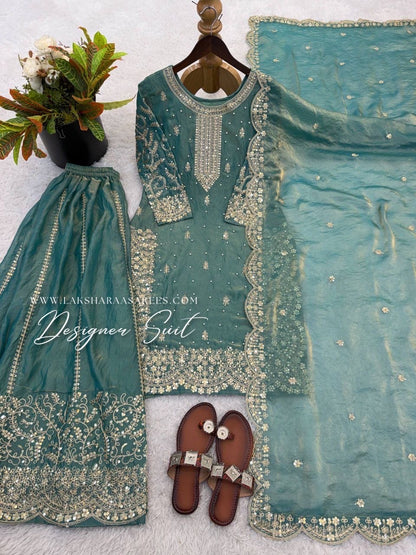 LUBNA — Shimmer Georgette Designer Suit