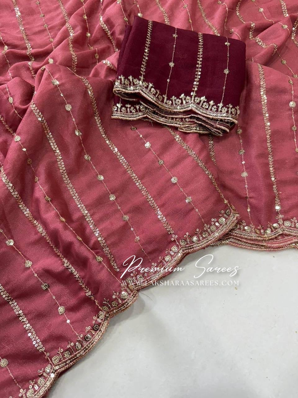 Bridesmaid Special — Sequinned Georgette Saree - Laksharaa Sarees