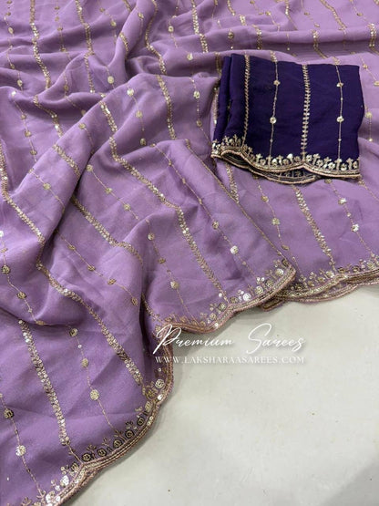 Bridesmaid Special — Sequinned Georgette Saree - Laksharaa Sarees