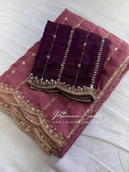 Bridesmaid Special — Sequinned Georgette Saree - Laksharaa Sarees