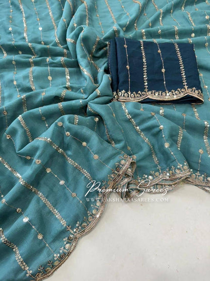 Bridesmaid Special — Sequinned Georgette Saree - Laksharaa Sarees