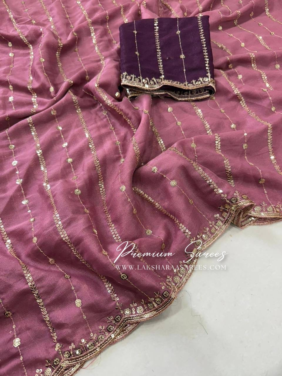 Bridesmaid Special — Sequinned Georgette Saree - Laksharaa Sarees