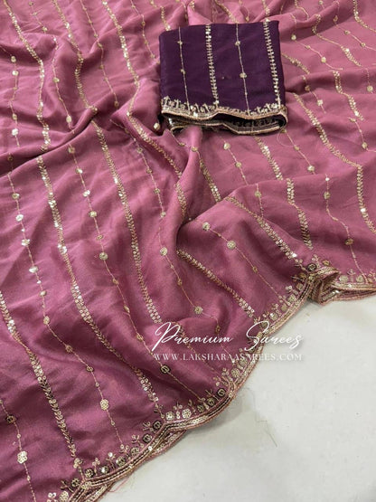 Bridesmaid Special — Sequinned Georgette Saree - Laksharaa Sarees