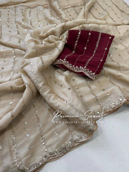 Bridesmaid Special — Sequinned Georgette Saree - Laksharaa Sarees