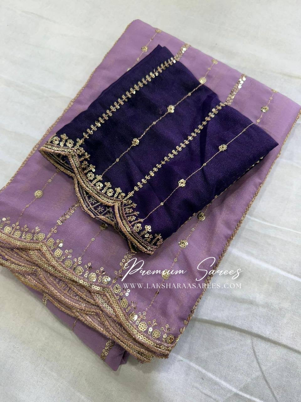 Bridesmaid Special — Sequinned Georgette Saree - Laksharaa Sarees