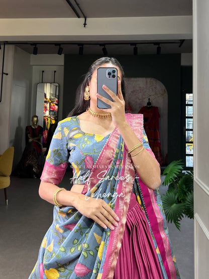 OVIYA — Kalamkari Half Saree Lehenga