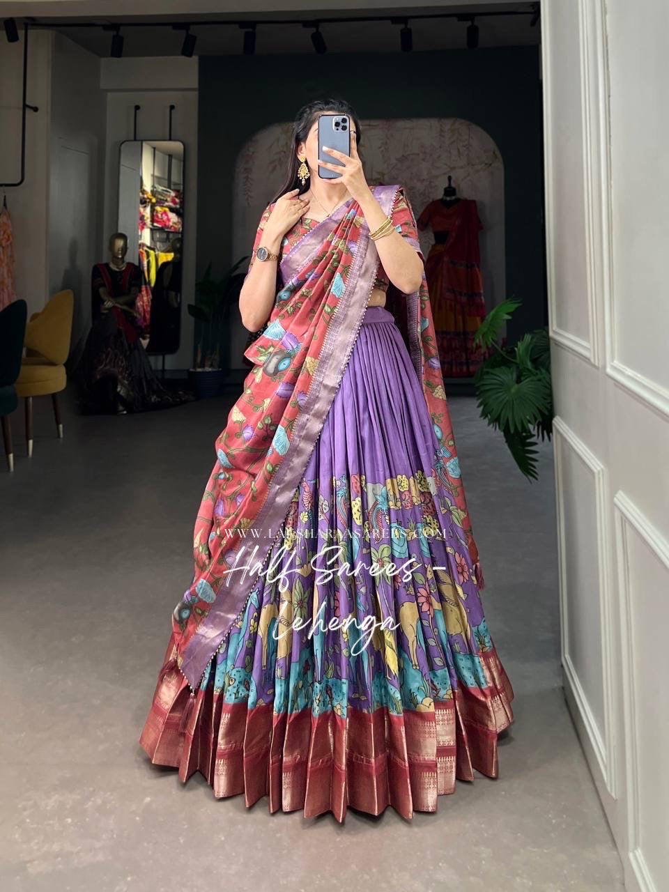 OVIYA — Kalamkari Half Saree Lehenga