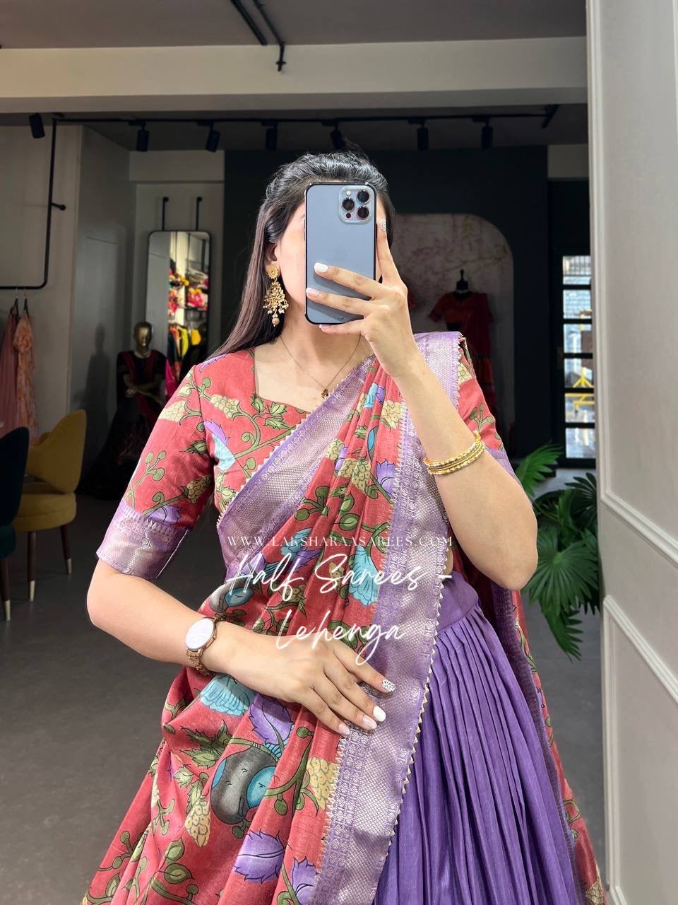 OVIYA — Kalamkari Half Saree Lehenga