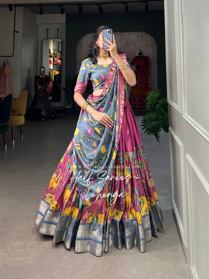 OVIYA — Kalamkari Half Saree Lehenga