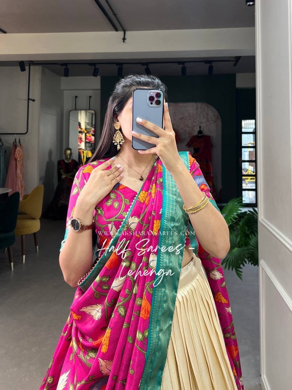 OVIYA — Kalamkari Half Saree Lehenga