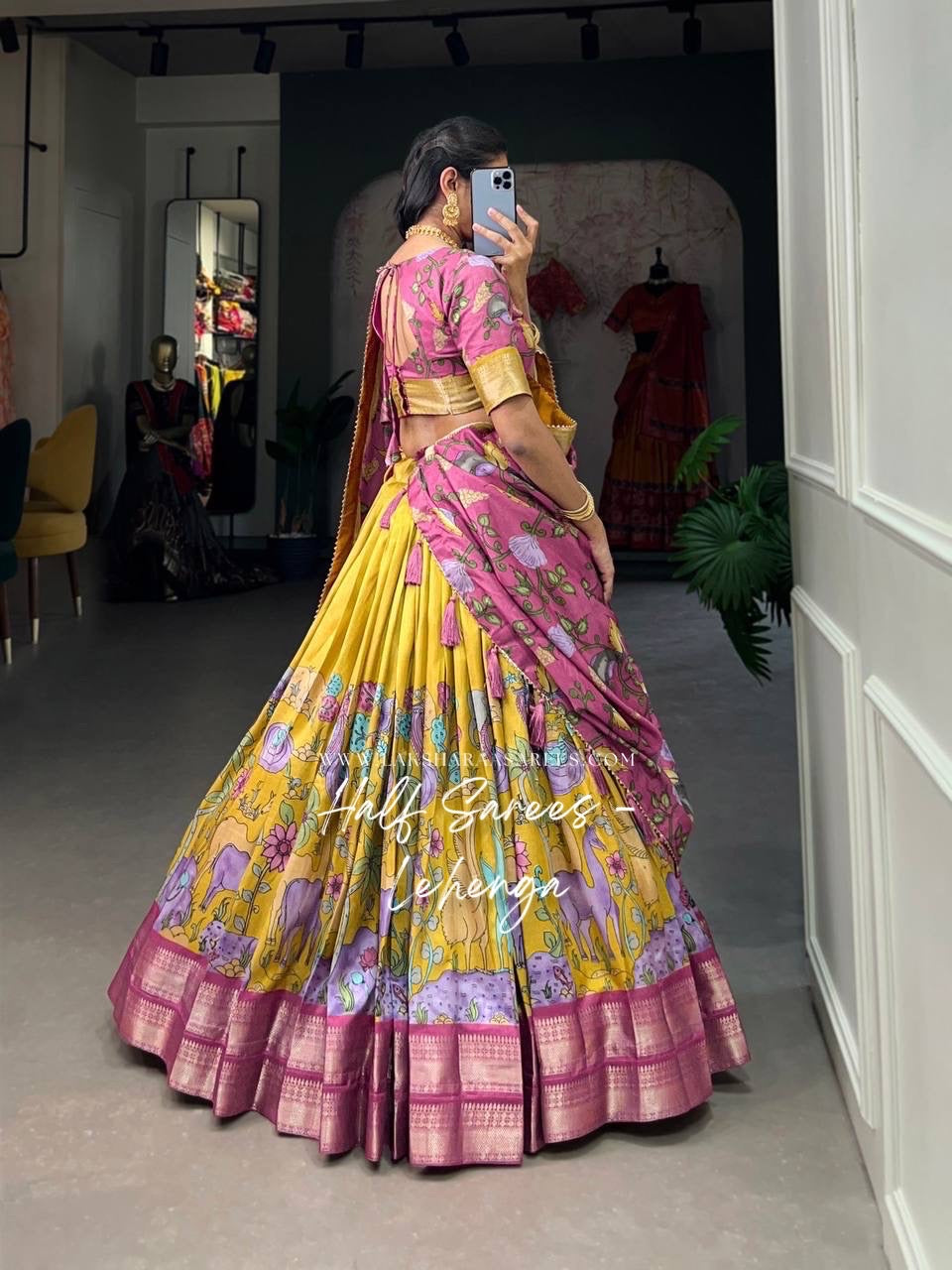 OVIYA — Kalamkari Half Saree Lehenga