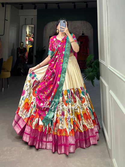OVIYA — Kalamkari Half Saree Lehenga