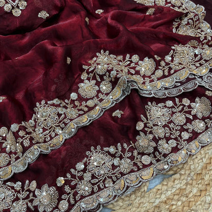 Christmas Special - Premium Partywear Saree x Heavy Embroidery Work