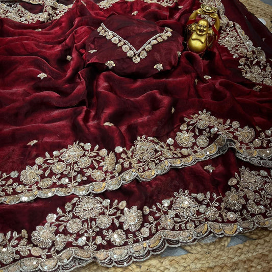 Christmas Special - Premium Partywear Saree x Heavy Embroidery Work