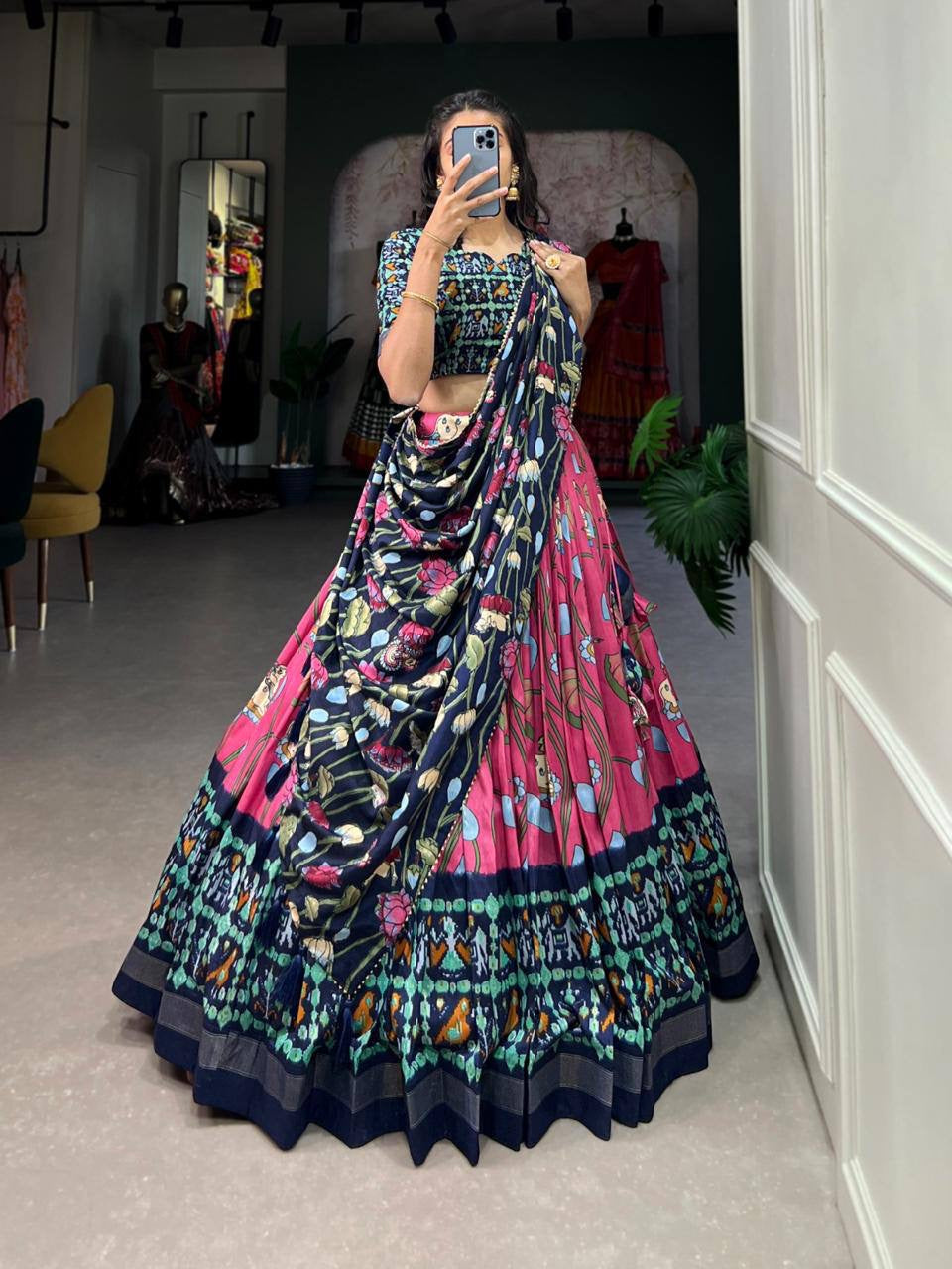 LAKSHIA — Floral Pichwai Half Saree Lehenga