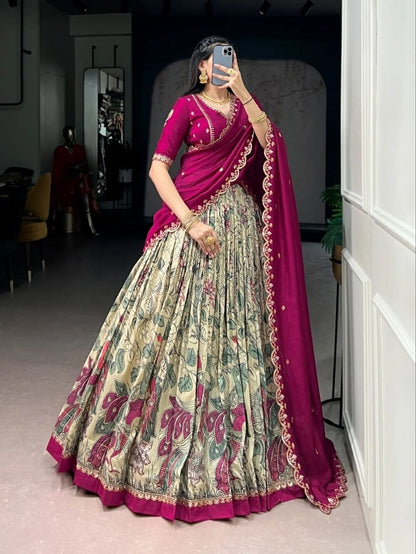 MEERA — Dola Silk Kalamkari Lehenga