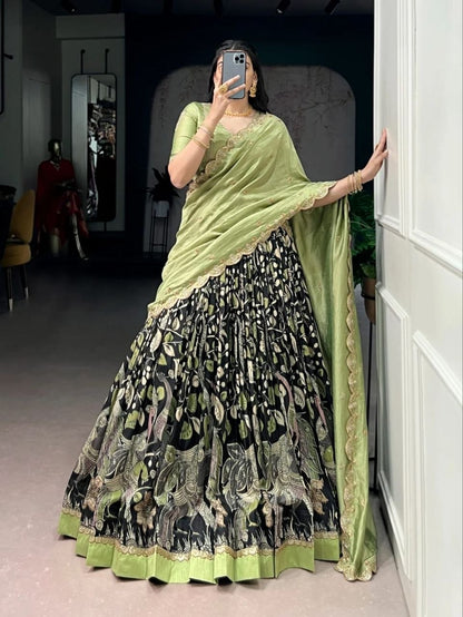 MEERA — Dola Silk Kalamkari Lehenga