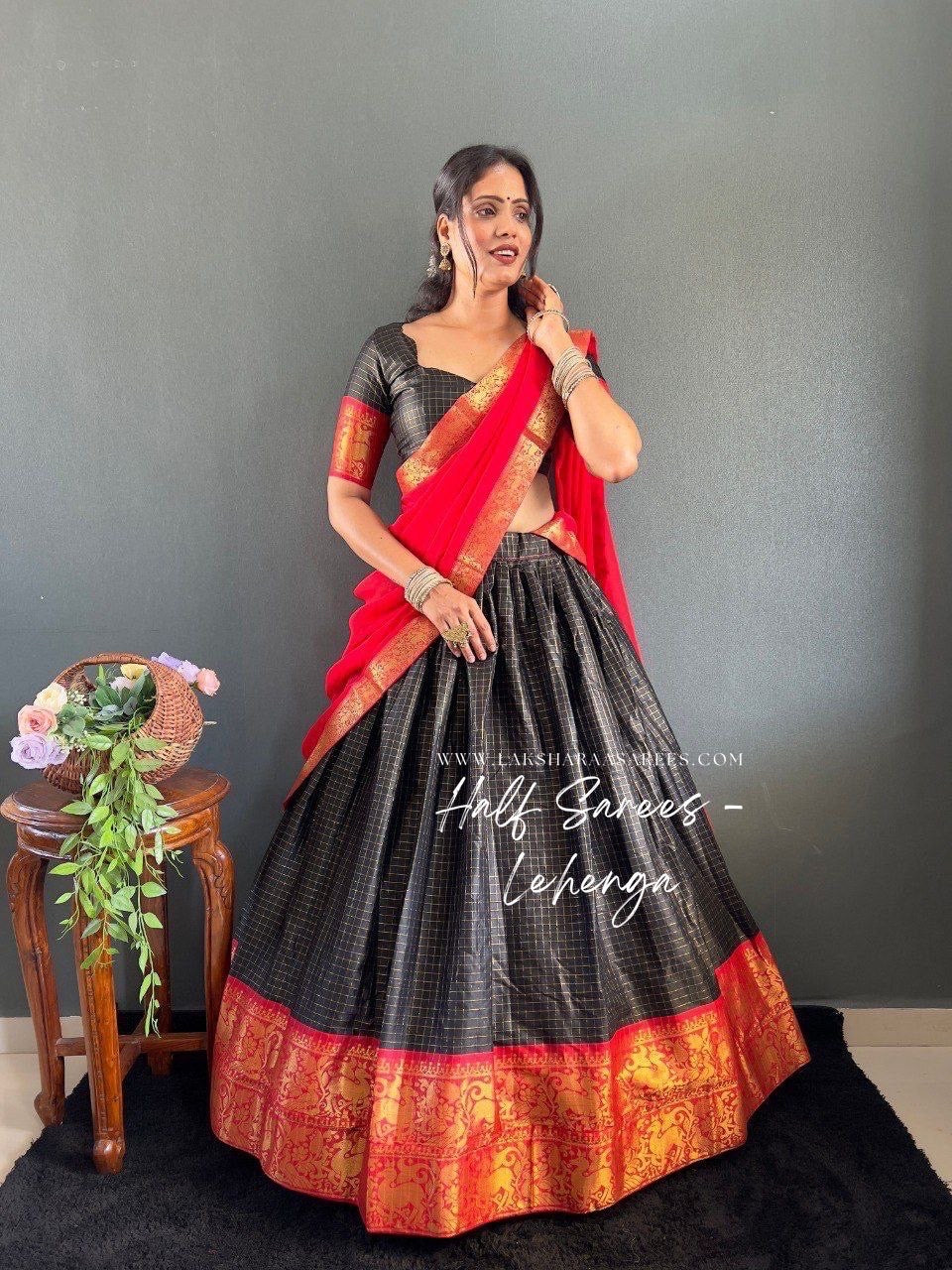 SOWMYA - Cotton Silk Half Saree Lehenga
