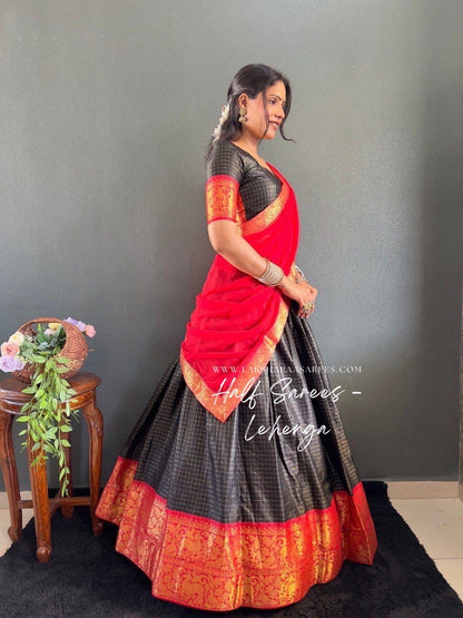 SOWMYA - Cotton Silk Half Saree Lehenga