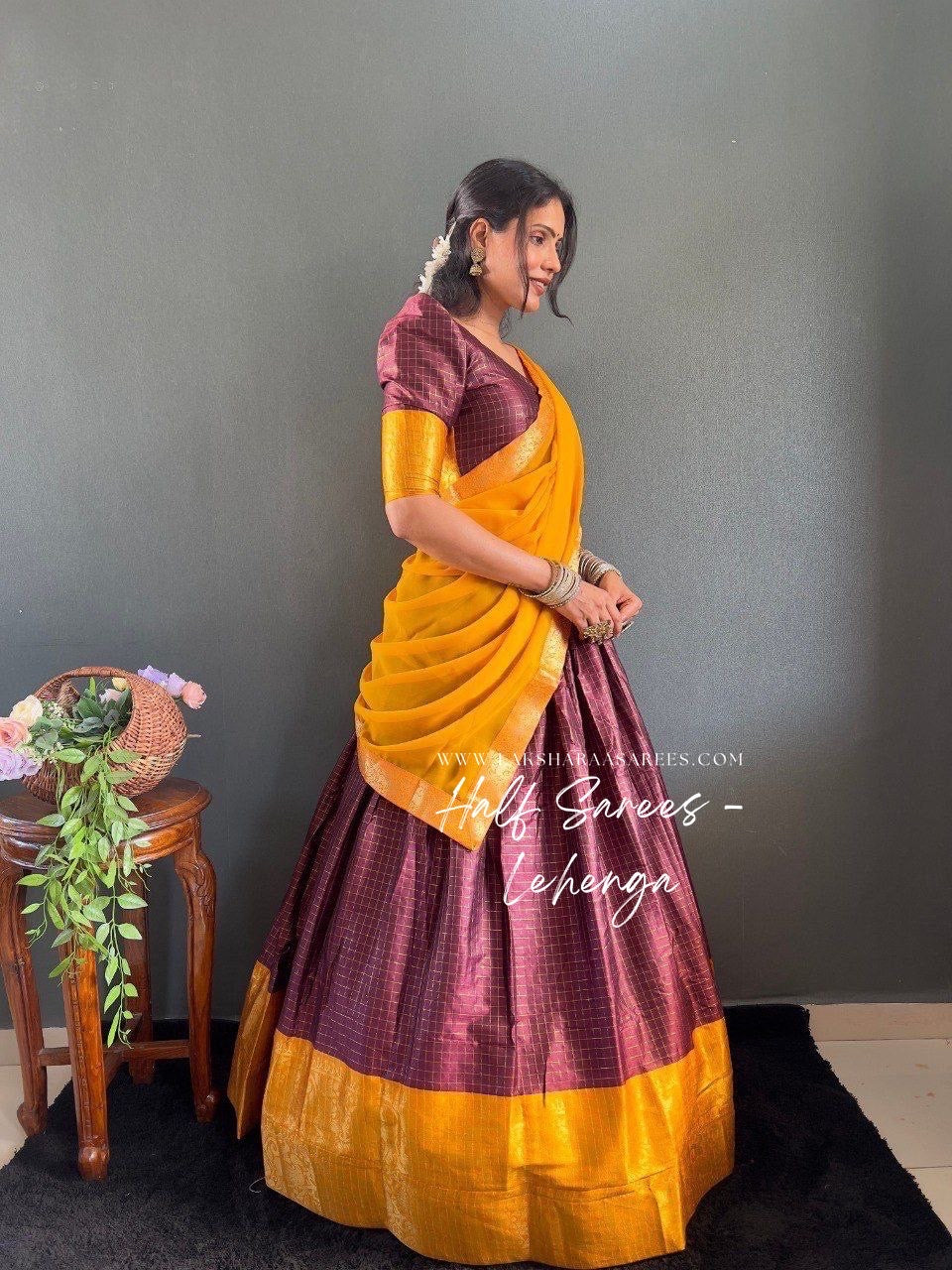 SOWMYA - Cotton Silk Half Saree Lehenga