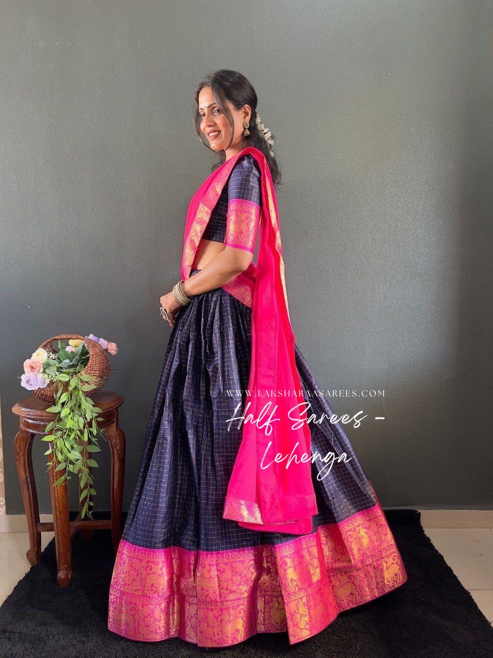 SOWMYA - Cotton Silk Half Saree Lehenga