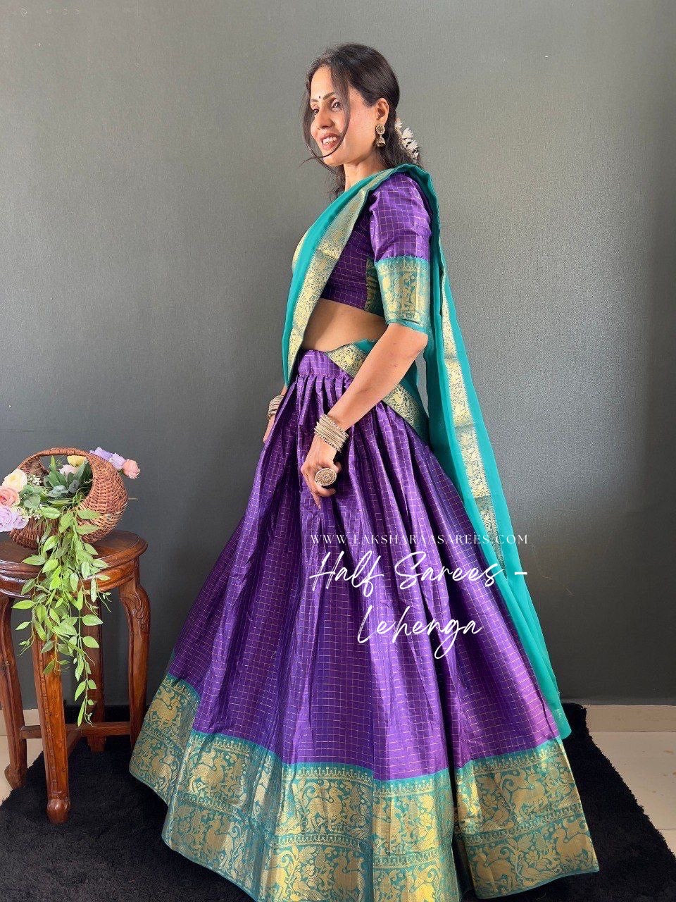 SOWMYA - Cotton Silk Half Saree Lehenga