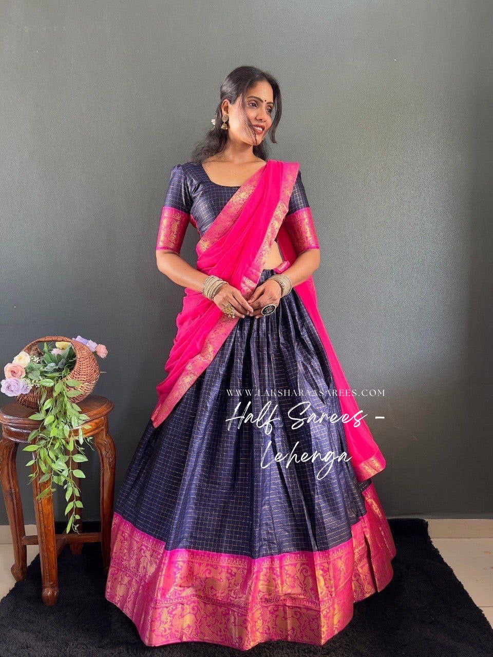 SOWMYA - Cotton Silk Half Saree Lehenga