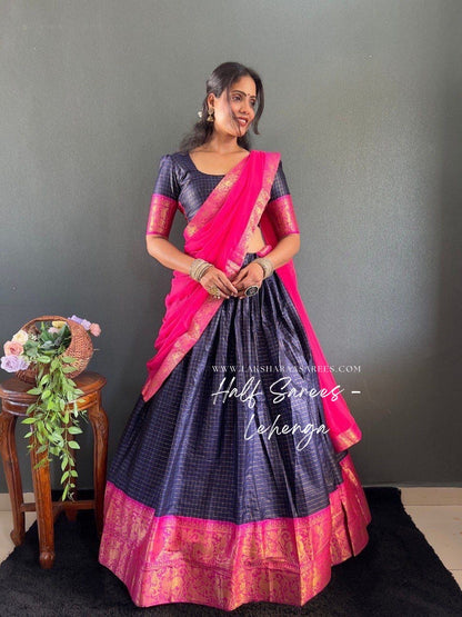 SOWMYA - Cotton Silk Half Saree Lehenga
