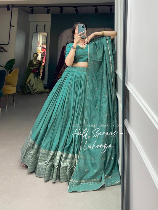 POOJA - Chanderi Silk Half Sarees Lehenga