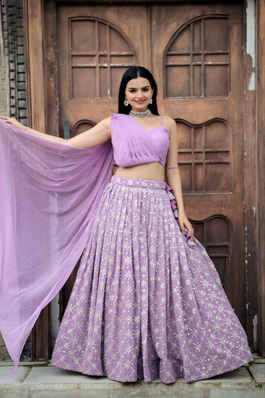 Poonam Purple Lehenga with Readymade Blouse