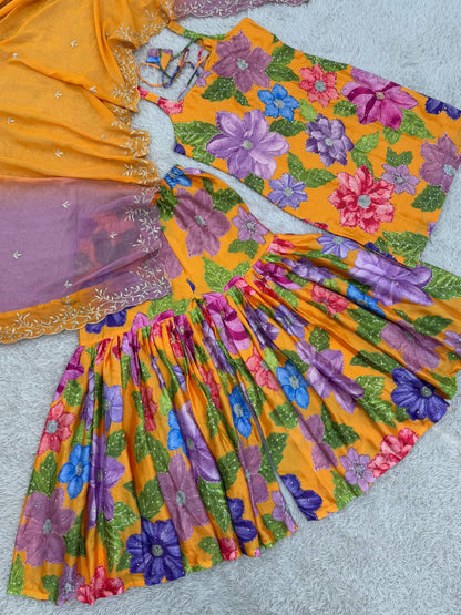 ALENE — Mustard Floral Sharara Suit