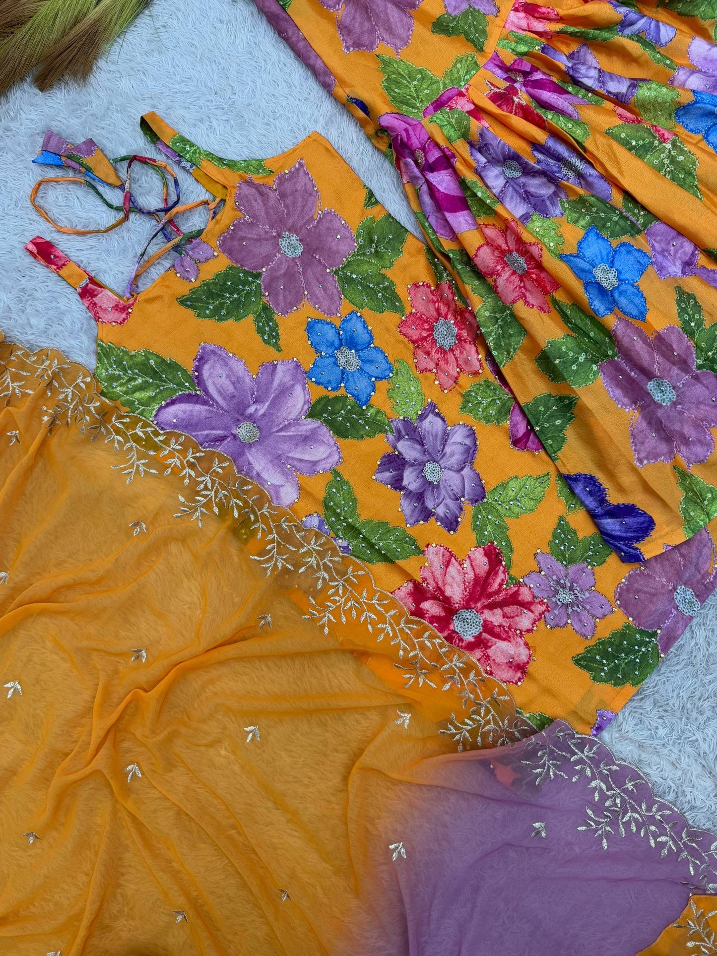 ALENE — Mustard Floral Sharara Suit