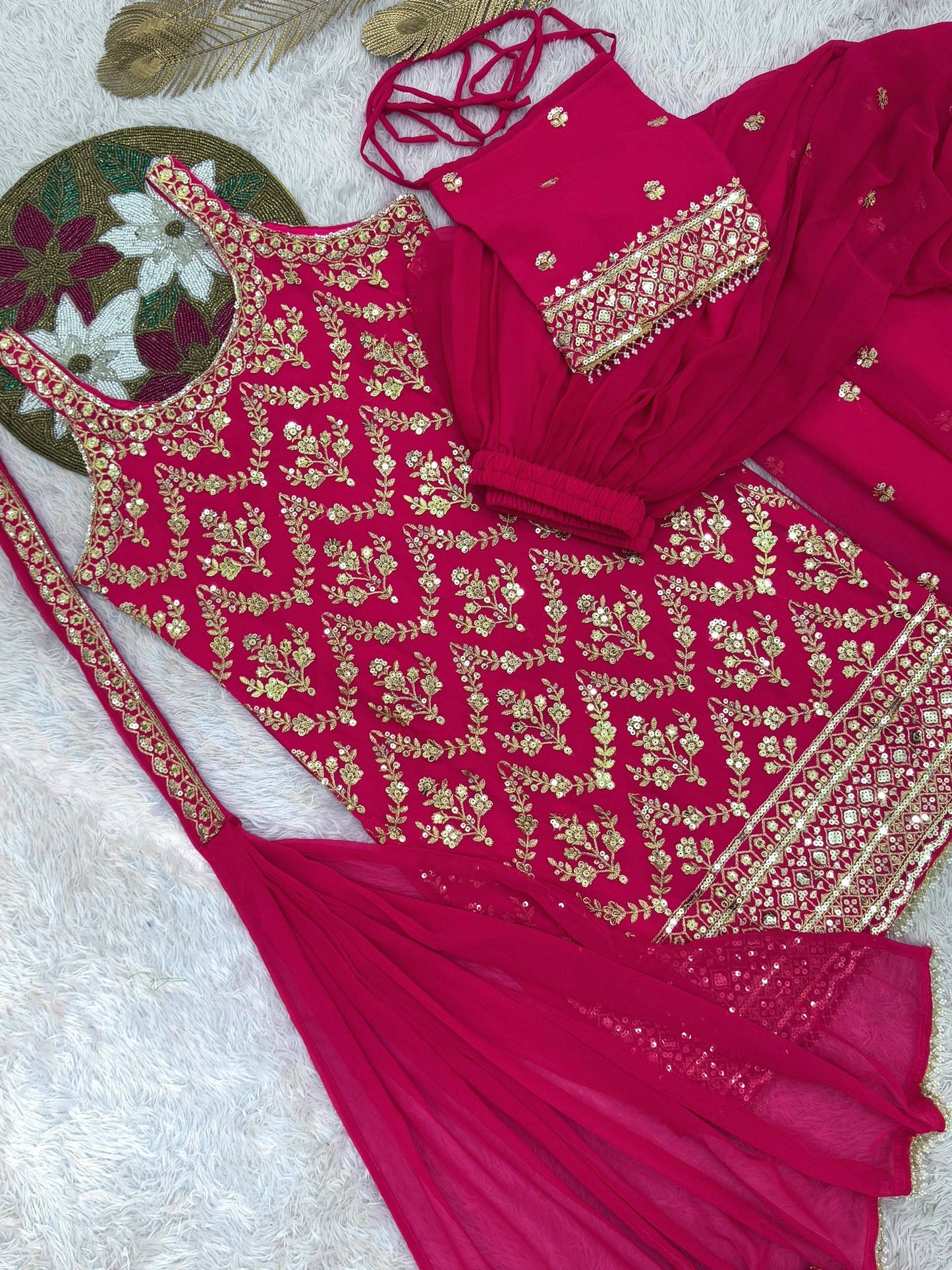 ISHIKA —Designer Pallazo Suit with Free Potli Bag Set