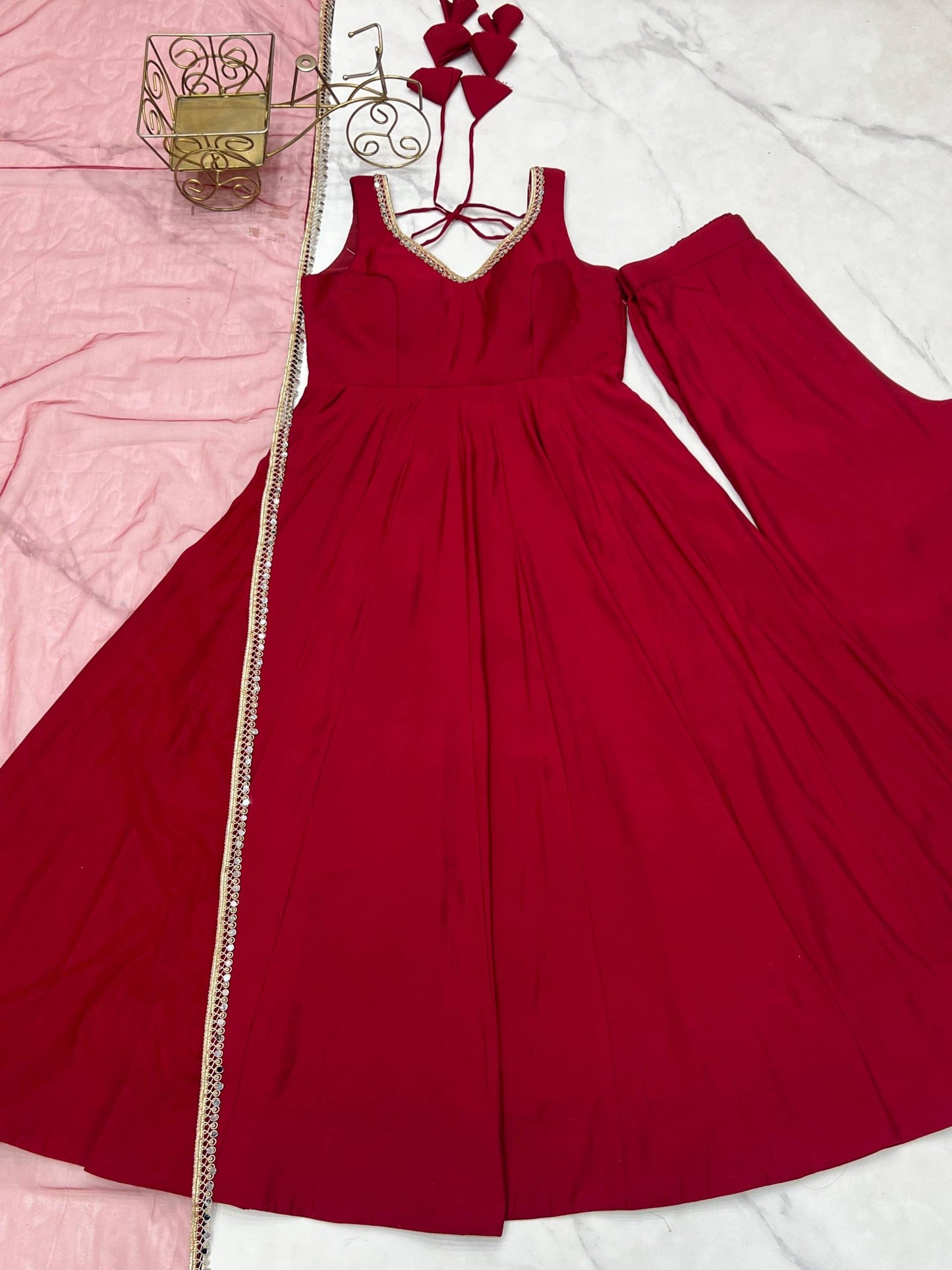 KARINAA - Chanderi Silk Anarkali x Tassel Back Suit